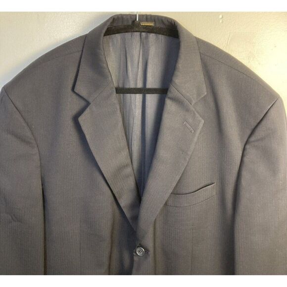 Stafford Suit Jacket 48L Navy Blue 3 Button Blazer - Picture 2 of 16